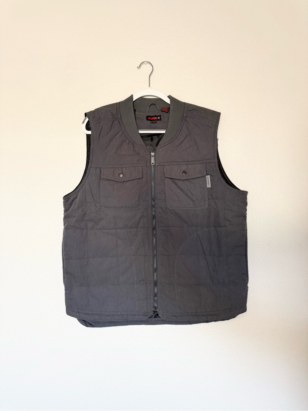 Wolverine Men's Gray Quilted Utility Work Vest Full Zip Size L